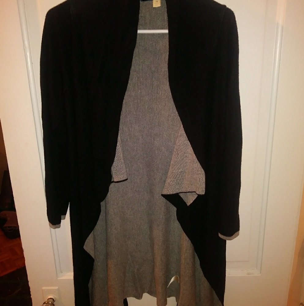 Waterfall black open long cardigan
